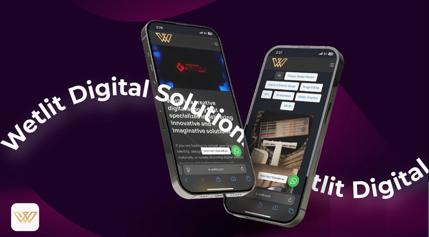 Wetlit Digital Solutions website shown on two phones